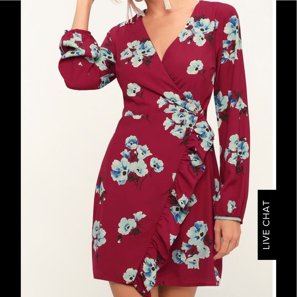 Lulus burgundy wrap dress